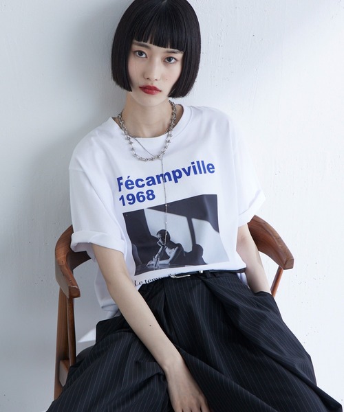 Lui's（ルイス）の「UVカット / 接触冷感フォトT（Tシャツ/カットソー・レディース・オフホワイト/ブラック/イエロー・FREE）」の9枚目の写真