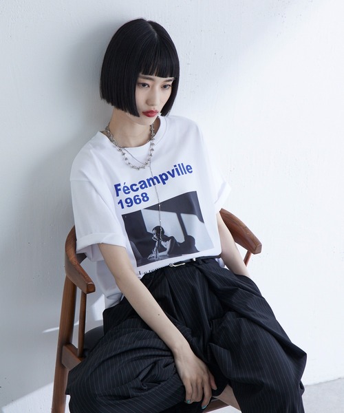 Lui's（ルイス）の「UVカット / 接触冷感フォトT（Tシャツ/カットソー・レディース・オフホワイト/ブラック/イエロー・FREE）」の10枚目の写真