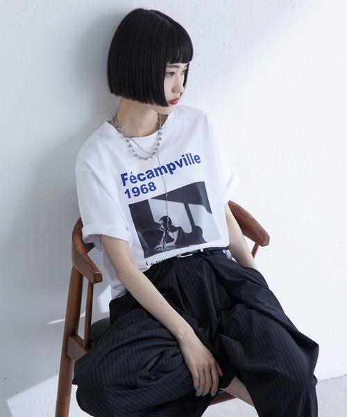Lui's（ルイス）の「UVカット / 接触冷感フォトT（Tシャツ/カットソー・レディース・オフホワイト/ブラック/イエロー・FREE）」の11枚目の写真