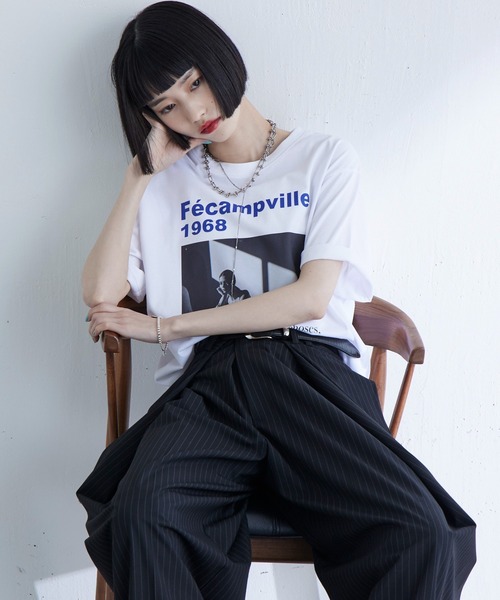 Lui's（ルイス）の「UVカット / 接触冷感フォトT（Tシャツ/カットソー・レディース・オフホワイト/ブラック/イエロー・FREE）」の12枚目の写真