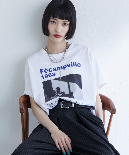 Lui's（ルイス）の「UVカット / 接触冷感フォトT（Tシャツ/カットソー・レディース・オフホワイト/ブラック/イエロー・FREE）」の8枚目の写真