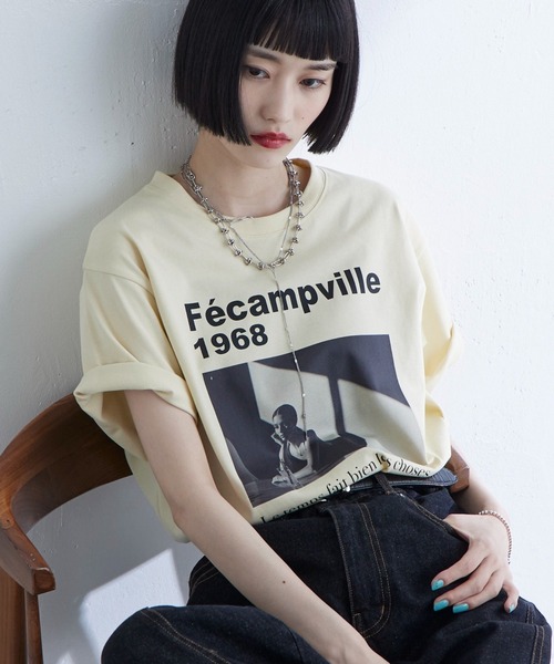 Lui's（ルイス）の「UVカット / 接触冷感フォトT（Tシャツ/カットソー・レディース・オフホワイト/ブラック/イエロー・FREE）」の9枚目の写真