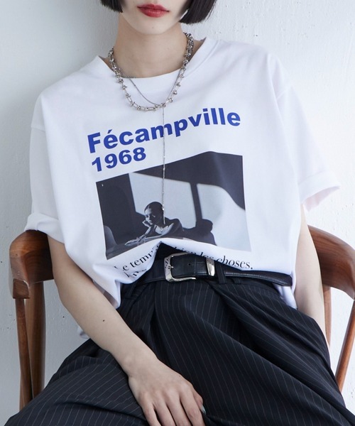 Lui's（ルイス）の「UVカット / 接触冷感フォトT（Tシャツ/カットソー・レディース・オフホワイト/ブラック/イエロー・FREE）」の10枚目の写真