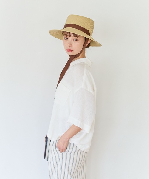 BAYFLOW（ベイフロー）の「リネンクロップド半袖シャツ（シャツ/ブラウス・レディース・グレー/オフホワイト/イエロー/ミント/ライラック・FREE）」の14枚目の写真