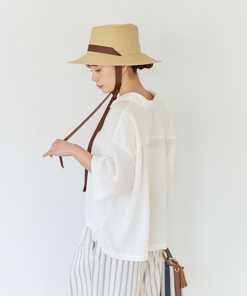 BAYFLOW（ベイフロー）の「リネンクロップド半袖シャツ（シャツ/ブラウス・レディース・グレー/オフホワイト/イエロー/ミント/ライラック・FREE）」の15枚目の写真