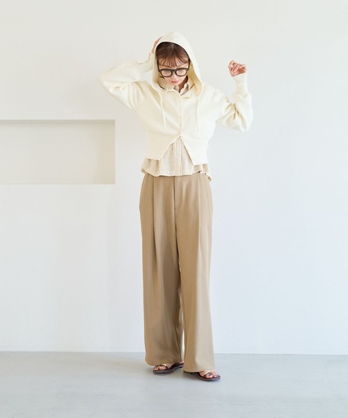 BAYFLOW（ベイフロー）の「リネンクロップド半袖シャツ（シャツ/ブラウス・レディース・グレー/オフホワイト/イエロー/ミント/ライラック・FREE）」の17枚目の写真