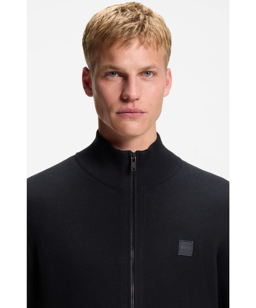 BOSS(ボス)の「【オンライン限定】コットン/カシミア ニットジャケット ロゴパッチ(ブルゾン・メンズ・ダークブルー・XXL/L/M/XL/S)」の2枚目の写真