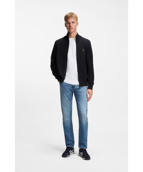 BOSS(ボス)の「【オンライン限定】コットン/カシミア ニットジャケット ロゴパッチ(ブルゾン・メンズ・ダークブルー・XXL/L/M/XL/S)」の4枚目の写真