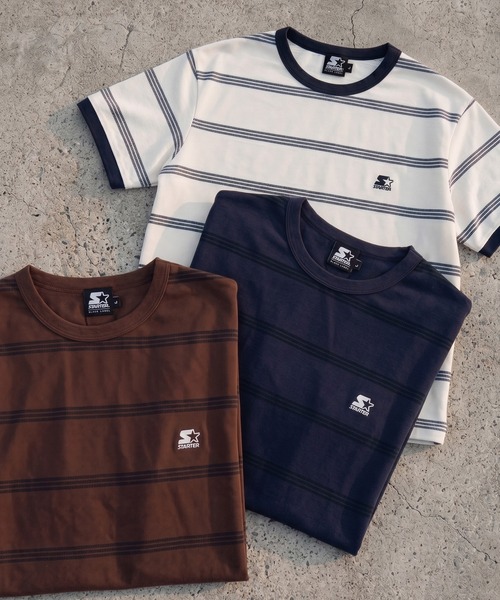 STARTER BLACK LABEL(スターターブラックレーベル)の「【karlas別注】STARTER BLACK LABEL スターター ブラックレーベル ボーダーTシャツ 鹿の子 ワンポイント 半袖Tシャツ(Tシャツ/カットソー・メンズ・ホワイト/ブラウン/ネイビー・M/L/LL)」の17枚目の写真