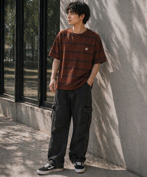 STARTER BLACK LABEL(スターターブラックレーベル)の「【karlas別注】STARTER BLACK LABEL スターター ブラックレーベル ボーダーTシャツ 鹿の子 ワンポイント 半袖Tシャツ(Tシャツ/カットソー・メンズ・ホワイト/ブラウン/ネイビー・M/L/LL)」の9枚目の写真