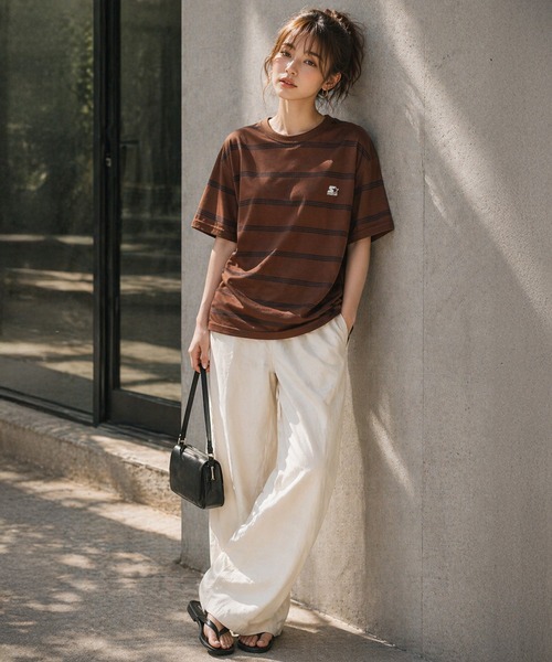 STARTER BLACK LABEL(スターターブラックレーベル)の「【karlas別注】STARTER BLACK LABEL スターター ブラックレーベル ボーダーTシャツ 鹿の子 ワンポイント 半袖Tシャツ(Tシャツ/カットソー・メンズ・ホワイト/ブラウン/ネイビー・M/L/LL)」の11枚目の写真