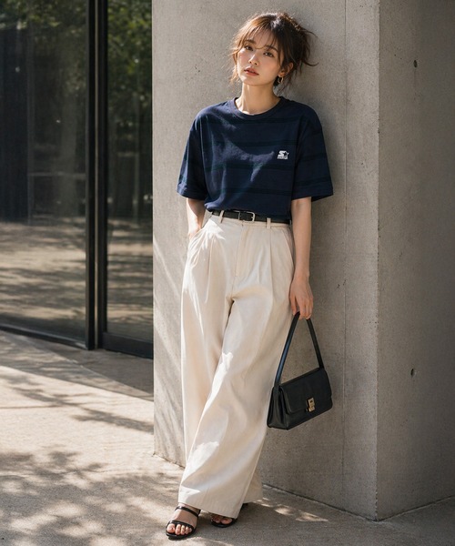 STARTER BLACK LABEL(スターターブラックレーベル)の「【karlas別注】STARTER BLACK LABEL スターター ブラックレーベル ボーダーTシャツ 鹿の子 ワンポイント 半袖Tシャツ(Tシャツ/カットソー・メンズ・ホワイト/ブラウン/ネイビー・M/L/LL)」の15枚目の写真