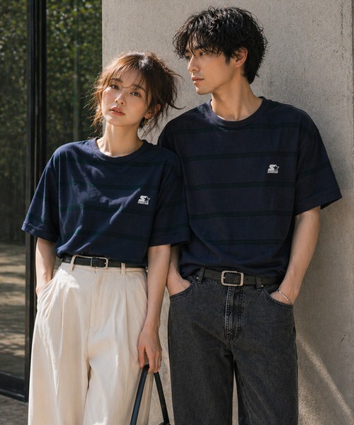 STARTER BLACK LABEL(スターターブラックレーベル)の「【karlas別注】STARTER BLACK LABEL スターター ブラックレーベル ボーダーTシャツ 鹿の子 ワンポイント 半袖Tシャツ(Tシャツ/カットソー・メンズ・ホワイト/ブラウン/ネイビー・M/L/LL)」の16枚目の写真