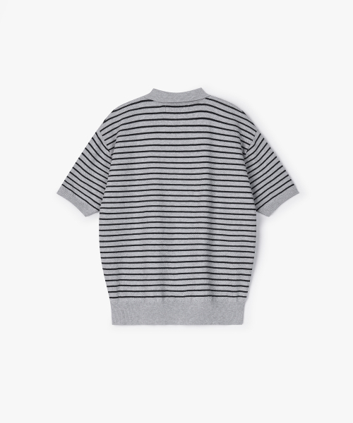 FLAWSROOM(フローズルーム)の「Pure Cotton Collar Knit STRIPE GREY(ニット/セーター・メンズ・その他・SMALL/MEDIUM/LARGE)」の3枚目の写真