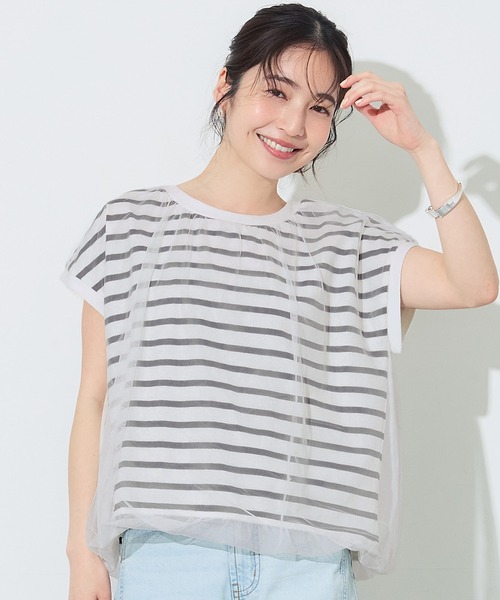 coca(coca)(コカ)の「チュールドッキングT(Tシャツ/カットソー・レディース・ホワイト/その他1・S/M/L)」の2枚目の写真