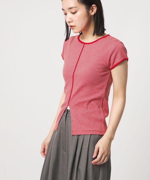 Edith A.Miller(エディスエーミラー)の「【別注】<MILLER×CITEN>スリットTシャツ(Tシャツ/カットソー・レディース・レッド/ダークグレー/ライム/ライトブルー・FREE)」の4枚目の写真