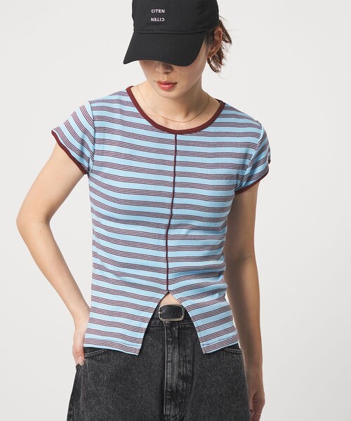 Edith A.Miller(エディスエーミラー)の「【別注】<MILLER×CITEN>スリットTシャツ(Tシャツ/カットソー・レディース・レッド/ダークグレー/ライム/ライトブルー・FREE)」の3枚目の写真