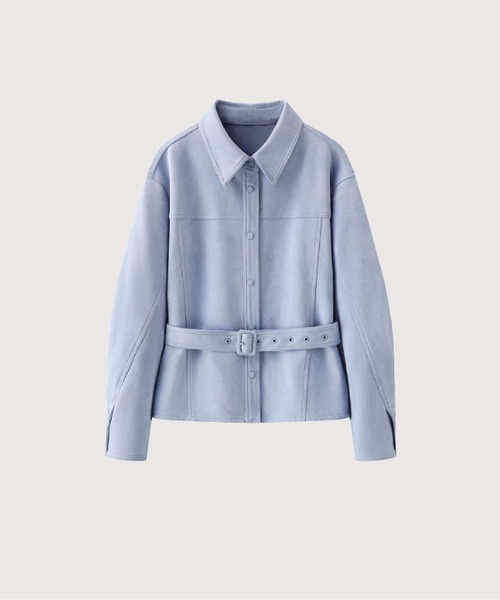 LA POMME petit(ラポミ・プチ)の「Fog Blue Waisted Jacket(その他アウター・レディース・ブルー・SMALL/LARGE/MEDIUM)」の1枚目の写真