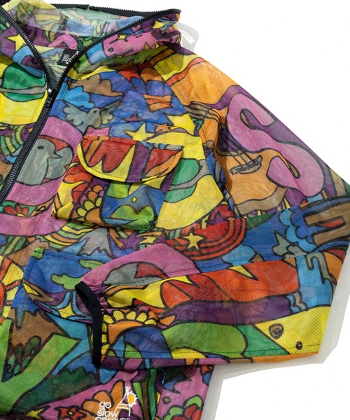 go slow caravan(ゴースローキャラバン)の「総柄プリント メッシュ防蚊加工 パーカーJKT(パーカー・メンズ・パープル系その他/その他1・X-LARGE/LARGE/MEDIUM)」の3枚目の写真