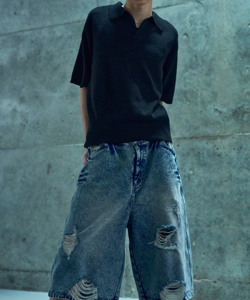 LANDNESS(ランドネス)の「【LANDNESS/ランドネス】VINTAGE DISTRESSED WIDE DENIM HALF PANTS/ヴィンテージダメージワイドデニムハーフパンツ(デニムパンツ・メンズ・インディゴブルー/ブラック・L/M/S)」の18枚目の写真