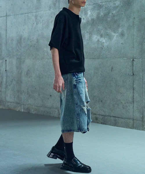 LANDNESS(ランドネス)の「【LANDNESS/ランドネス】VINTAGE DISTRESSED WIDE DENIM HALF PANTS/ヴィンテージダメージワイドデニムハーフパンツ(デニムパンツ・メンズ・インディゴブルー/ブラック・L/M/S)」の22枚目の写真