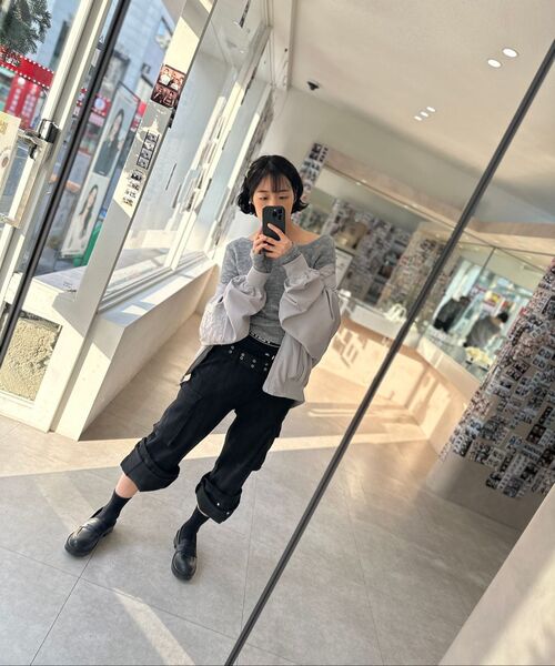THE GREEN LAB（ザグリーンラボ）の「スタッズベルトブーツカットカーゴパンツ[ブラック]（その他パンツ・レディース・その他・FREE）」の5枚目の写真