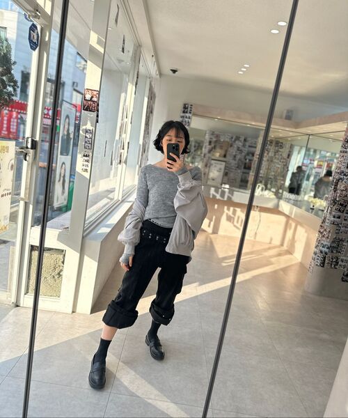 THE GREEN LAB（ザグリーンラボ）の「スタッズベルトブーツカットカーゴパンツ[ブラック]（その他パンツ・レディース・その他・FREE）」の6枚目の写真