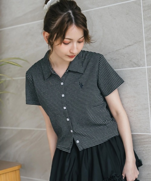 U.S. POLO ASSN.(ユーエスポロアッスン)の「U.S. POLO ASSN. ユーエスポロアッスン W's ショート丈ワンポイントロゴ刺繍スムース半袖シャツ(シャツ/ブラウス・レディース・ベージュ/ブラック×ホワイト/ブラウン/ブラック/オフホワイト・M/L)」の18枚目の写真