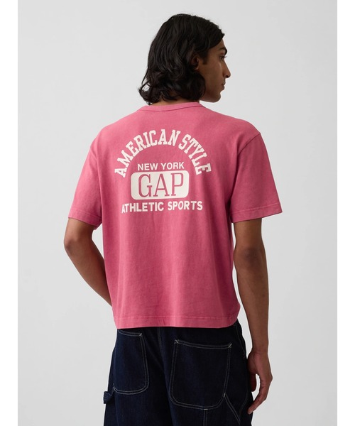 GAP(ギャップ)の「ヘビーウェイト GAPロゴ リラックスフィット クロップドTシャツ(Tシャツ/カットソー・メンズ・ネイビー/ホワイト/レッド/ブルー/ブラック/グリーン・XS/XL/L/M/S)」の6枚目の写真