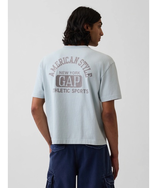 GAP(ギャップ)の「ヘビーウェイト GAPロゴ リラックスフィット クロップドTシャツ(Tシャツ/カットソー・メンズ・ネイビー/ホワイト/レッド/ブルー/ブラック/グリーン・XS/XL/L/M/S)」の5枚目の写真