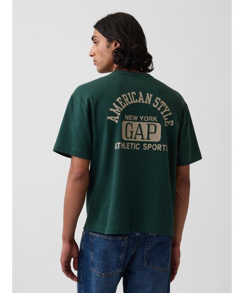 GAP(ギャップ)の「ヘビーウェイト GAPロゴ リラックスフィット クロップドTシャツ(Tシャツ/カットソー・メンズ・ネイビー/ホワイト/レッド/ブルー/ブラック/グリーン・XS/XL/L/M/S)」の3枚目の写真