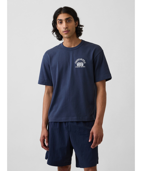 GAP(ギャップ)の「ヘビーウェイト GAPロゴ リラックスフィット クロップドTシャツ(Tシャツ/カットソー・メンズ・ネイビー/ホワイト/レッド/ブルー/ブラック/グリーン・XS/XL/L/M/S)」の11枚目の写真