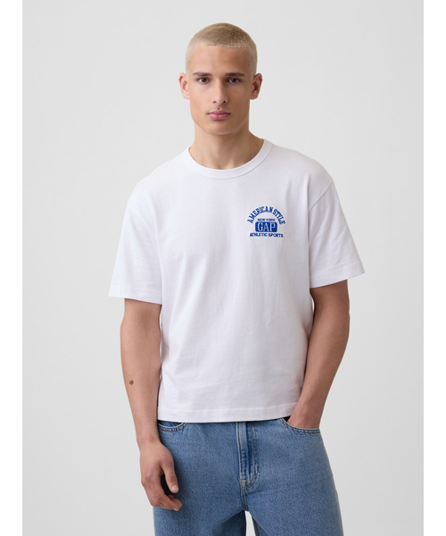 GAP(ギャップ)の「ヘビーウェイト GAPロゴ リラックスフィット クロップドTシャツ(Tシャツ/カットソー・メンズ・ネイビー/ホワイト/レッド/ブルー/ブラック/グリーン・XS/XL/L/M/S)」の7枚目の写真