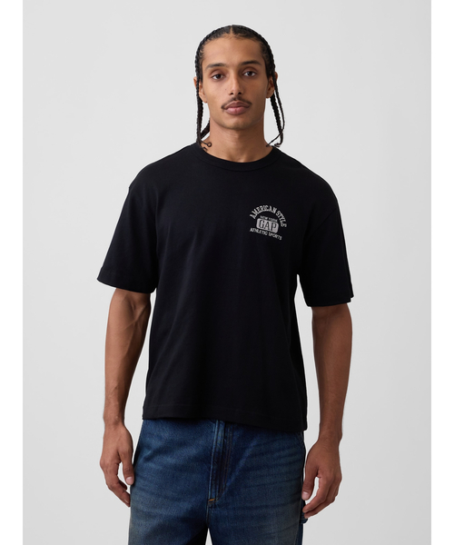 GAP(ギャップ)の「ヘビーウェイト GAPロゴ リラックスフィット クロップドTシャツ(Tシャツ/カットソー・メンズ・ネイビー/ホワイト/レッド/ブルー/ブラック/グリーン・XS/XL/L/M/S)」の8枚目の写真
