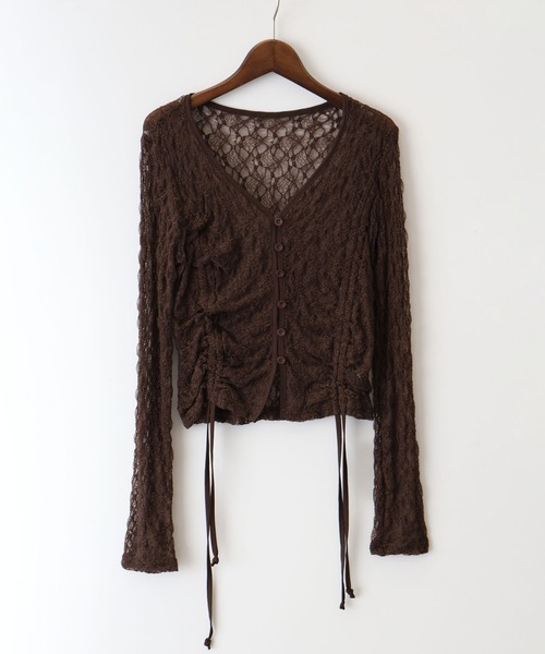 SpRay(スプレイ)の「レースシャーリングカーディガン(カーディガン/ボレロ・レディース・ホワイト/チャコールグレー/ブラック/ブラウン/アイボリー・FREE)」の5枚目の写真