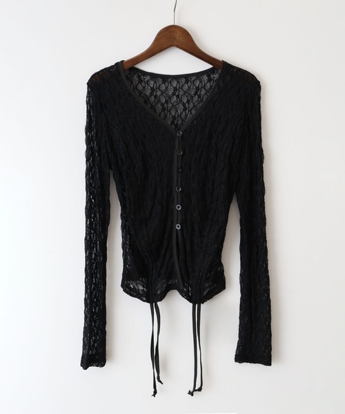 SpRay(スプレイ)の「レースシャーリングカーディガン(カーディガン/ボレロ・レディース・ホワイト/チャコールグレー/ブラック/ブラウン/アイボリー・FREE)」の3枚目の写真
