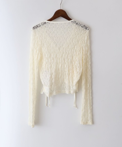 SpRay(スプレイ)の「レースシャーリングカーディガン(カーディガン/ボレロ・レディース・ホワイト/チャコールグレー/ブラック/ブラウン/アイボリー・FREE)」の16枚目の写真