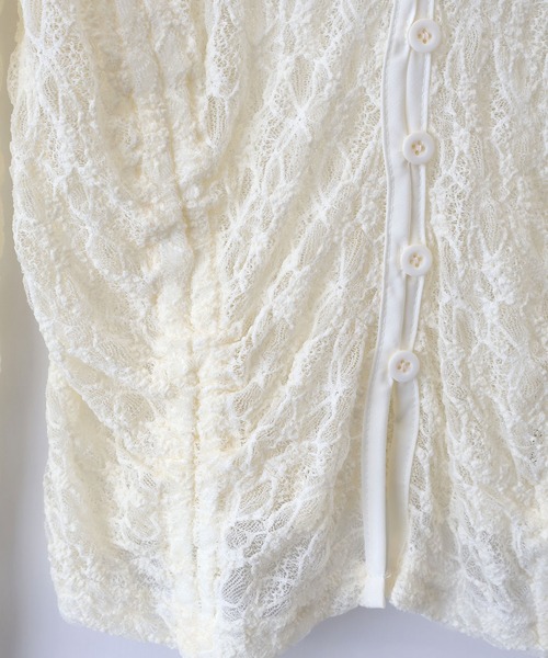 SpRay(スプレイ)の「レースシャーリングカーディガン(カーディガン/ボレロ・レディース・ホワイト/チャコールグレー/ブラック/ブラウン/アイボリー・FREE)」の19枚目の写真