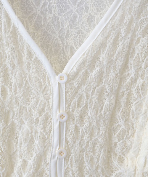 SpRay(スプレイ)の「レースシャーリングカーディガン(カーディガン/ボレロ・レディース・ホワイト/チャコールグレー/ブラック/ブラウン/アイボリー・FREE)」の11枚目の写真