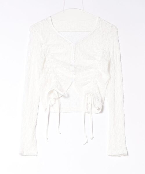 SpRay(スプレイ)の「レースシャーリングカーディガン(カーディガン/ボレロ・レディース・ホワイト/チャコールグレー/ブラック/ブラウン/アイボリー・FREE)」の13枚目の写真