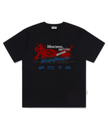 ミュージシャン ESCF ロゴコラージュプリントオーバーサイズ半袖Tシャツブラック