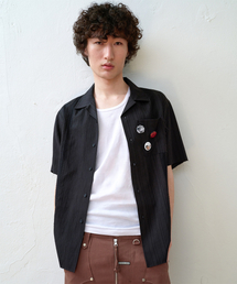 LACE MIXED SHORT SLEEVE SHIRTS BLACK