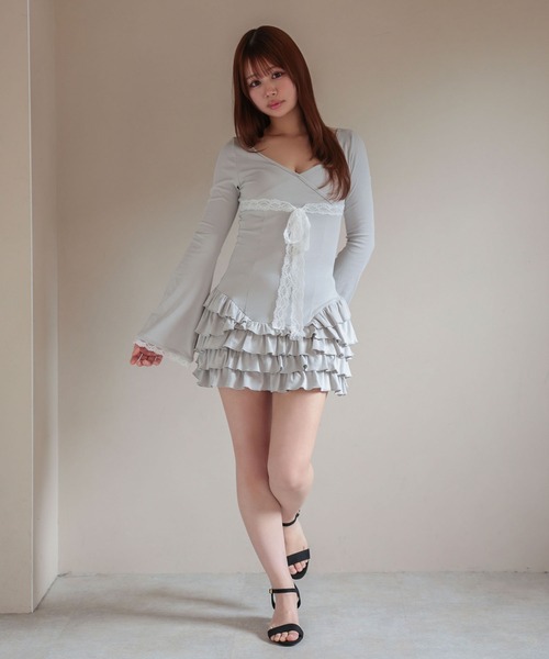 M DOLLY original* Lace bonnie tiered mini dress/レースボニー