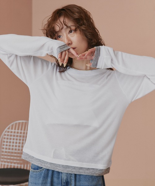 ad thie(アドティエ)の「バイカラー シアートップス(Tシャツ/カットソー・レディース・ブラック/パープル/ホワイト系2/ホワイト系1/ライトブルー・FREE)」の17枚目の写真