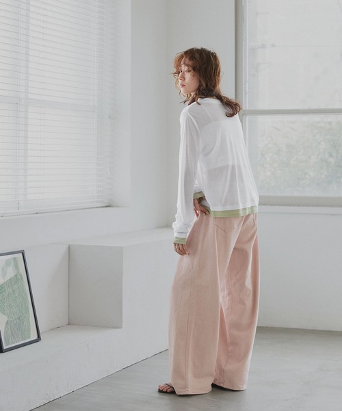 ad thie(アドティエ)の「バイカラー シアートップス(Tシャツ/カットソー・レディース・ブラック/パープル/ホワイト系2/ホワイト系1/ライトブルー・FREE)」の19枚目の写真