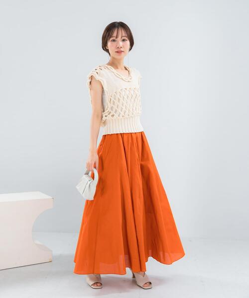 URBAN RESEARCH ROSSO WOMEN(アーバンリサーチ ロッソ)の「メモリーコットンフレアスカート(スカート・レディース・オレンジ/ブラック・38/36)」の9枚目の写真