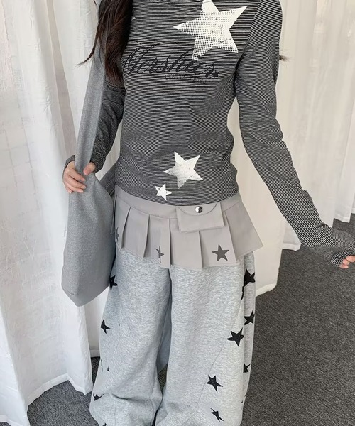 AsheKsha(アシクシャ)の「ストライプ長袖Tシャツ(Tシャツ/カットソー・レディース・ブラック・M)」の2枚目の写真