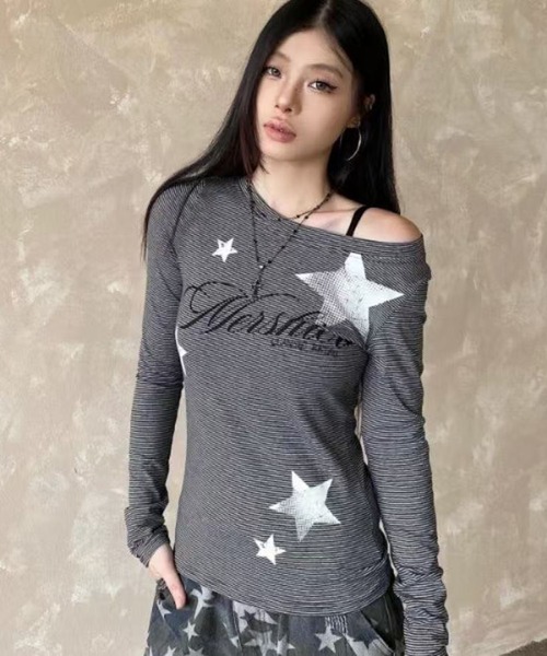AsheKsha(アシクシャ)の「ストライプ長袖Tシャツ(Tシャツ/カットソー・レディース・ブラック・M)」の17枚目の写真