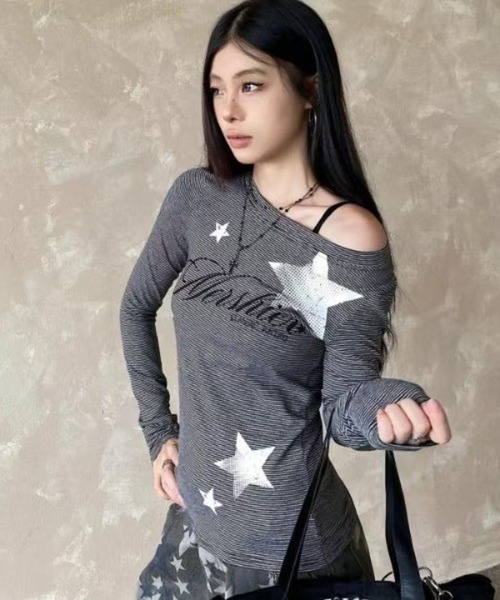 AsheKsha(アシクシャ)の「ストライプ長袖Tシャツ(Tシャツ/カットソー・レディース・ブラック・M)」の18枚目の写真