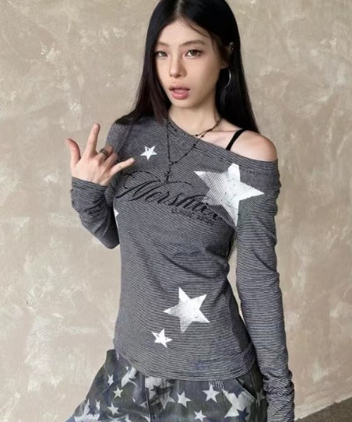 AsheKsha(アシクシャ)の「ストライプ長袖Tシャツ(Tシャツ/カットソー・レディース・ブラック・M)」の11枚目の写真